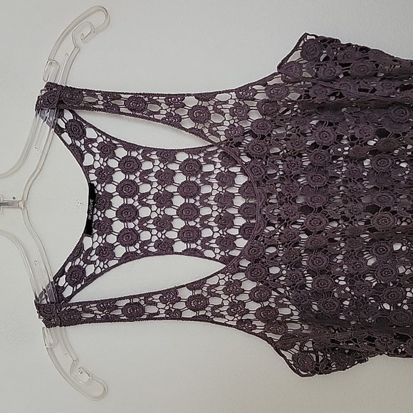 Delusion Taupe Brown Crocheted Tank Top M - Picture 2 of 12